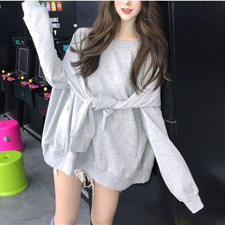 Mock Two-piece Pullover Gray - One Size