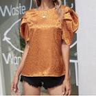 Puff-sleeve Leopard Print T-shirt