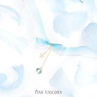 Alloy Pendant Bow Choker Gradient - Blue & White - One Size