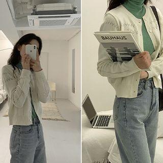 Round-neck Embossed Cardigan