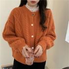 Long-sleeve Lace Blouse / Cable Knit Cardigan