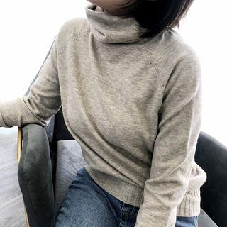Turtleneck Knit Top Oatmeal - One Size