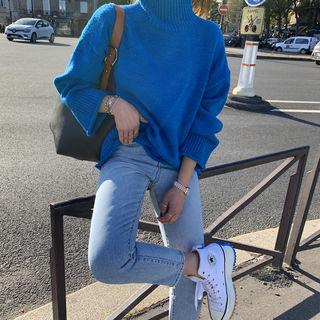 Turtleneck Rib-detail Sweater