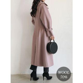 Wide-lapel A-line Long Wool Blend Coat