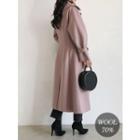 Wide-lapel A-line Long Wool Blend Coat