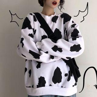 Cow Print Crewneck Pullover