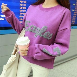 Letter-patch Brushed-fleece Lined Sweatshirt