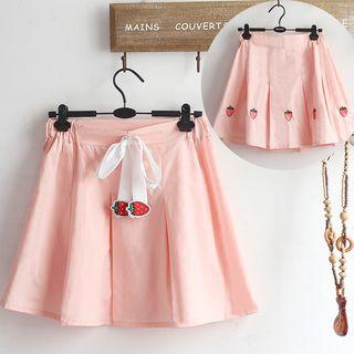 Strawberry Pleated Skirt Pink - One Size
