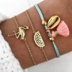 Set Of 3: Charm Bracelet Ab047 - Set Of 3 - Gold & Light Blue - One Size
