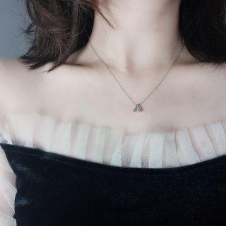 925 Sterling Silver Triangle Pendant Necklace 925 Silver - Necklace - Silver - One Size