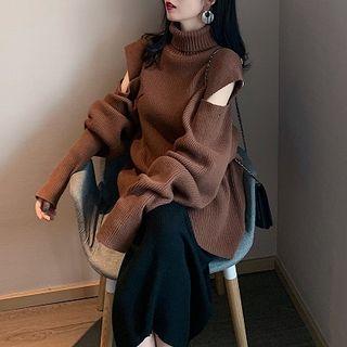 Oversized Turtle-neck Cutout Sweater