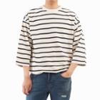 Plus Size 3/4-sleeve Striped T-shirt