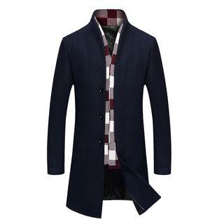 Single-breast Tweed Coat With Scarf