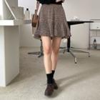 Ruffle-hem Leopard Mini Skirt Light Beige - One Size