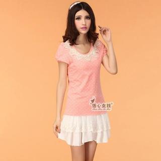 Mock Two-piece Short-sleeve Dress