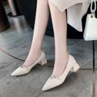 Rhinestone Pointy-toe Chunky Heel Pumps