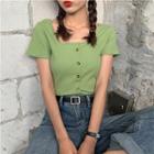 Square Neck Short-sleeve Cropped Top