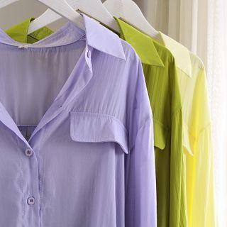 Plain Button-up Oversize Shirt