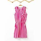 Sleeveless Striped A-line Dress