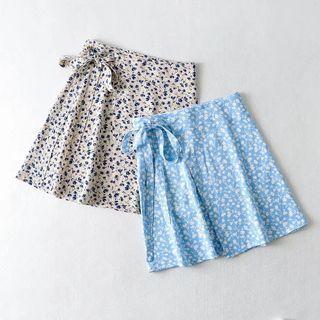 Floral Mini A-line Wrap Skirt