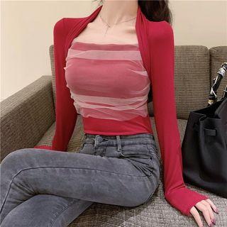 Mock Two-piece Mesh-panel Top