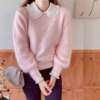 Pastel-colored Bishop-sleeve Furry Sweater