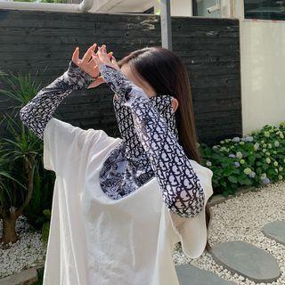 Set: Flamingo Sun Protection Arm Sleeve + Face Mask White - One Size