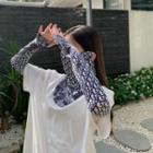 Set: Flamingo Sun Protection Arm Sleeve + Face Mask White - One Size
