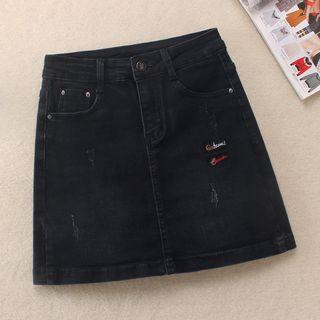 Lettering Denim Skort