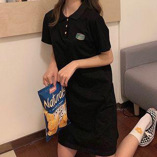 Short-sleeve Can Embroidered A-line Polo Dress
