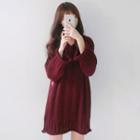 V-neck Cable-knit Mini Sweater Dress