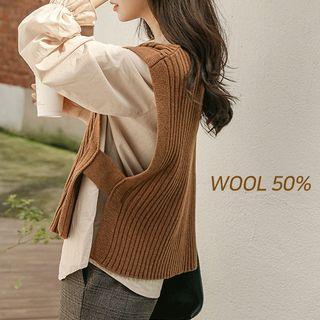 Open-side Rib-knit Vest