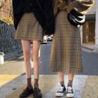 Plaid A-line Skirt / Midi Skirt