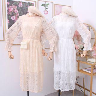 Ruffled-trim Lace A-line Dress