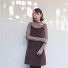Set: Long Sleeve Mesh Top + Plain Slipdress