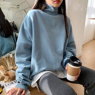 High-neck Oversized Napped Sweatshirt