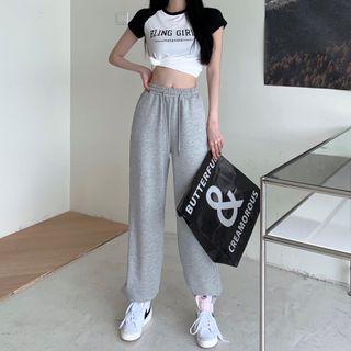 Cap-sleeve Lettering Raglan T-shirt / Sweatpants