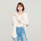 Set: Open-front Cardigan + Half-placket Top