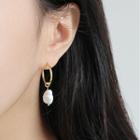 925 Sterling Silver Freshwater Pearl Dangle Earring 1 Pair - Gold - One Size