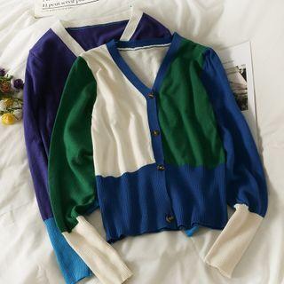 Colorblock Slim-fit Cardigan