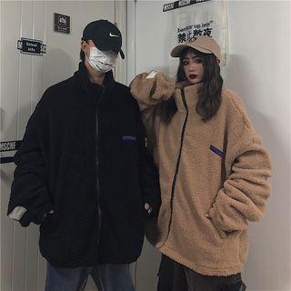 Couple Matching Plain Fleece Zip Jacket