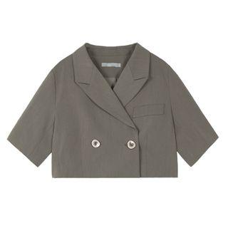 Double-breasted Short-sleeve Cropped Blazer