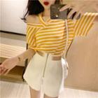 Cold Shoulder Elbow-sleeve Top / Shorts