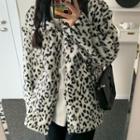 Reversible Leopard Print Fleece Zip Jacket Leopard Print - Black - One Size