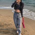 Spaghetti Strap Printed Top / Jacket / Jeans