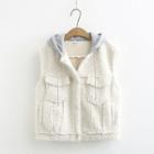 Faux Shearling Hooded Snap Button Vest