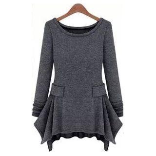 Asymmetrical Zip Long-sleeve Panel Dress