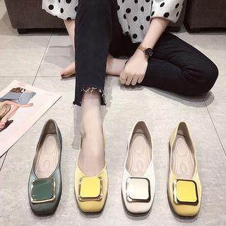 Square Toe Square Disc Dorsay Flats