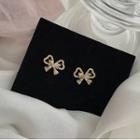Rhinestone Bow Earring 1 Pair - Bow - Gold - One Size