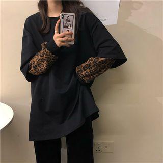 Mock Two-piece Long-sleeve T-shirt Top - One Size